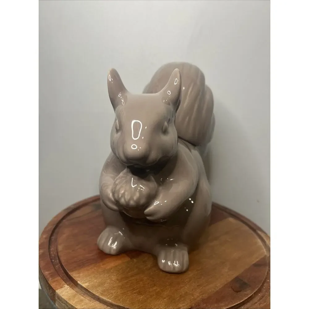 Gray Squirrel Acorn Cookie Jar With Lid Ceramic Threshold Target